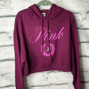 Victoria’s Secret Pink Crop Sweatshirt with Hood Size XL - NWT